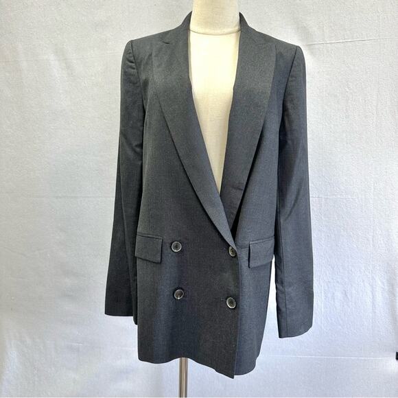 Zara Woman Studio Double Breasted Blazer Wool Gray Size Medium Menswear - Picture 1 of 13